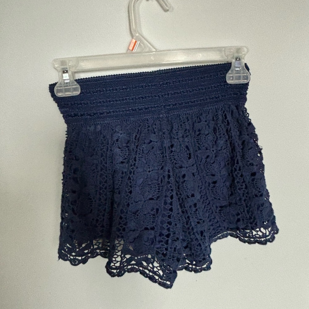 Ayla Navy Crochet Lace Shorts